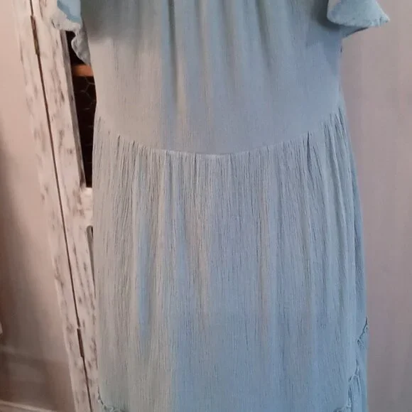 Tea n Rose Sage Green tiered Dress Size Large #0186 - Picture 3 of 12